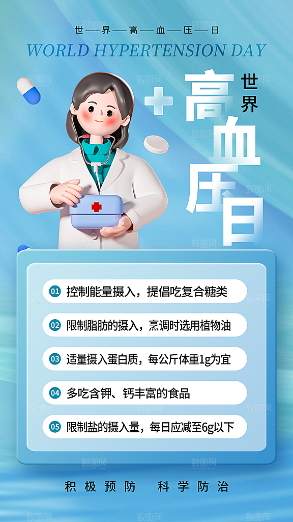 世界高血压日心脏健康体检科普海报