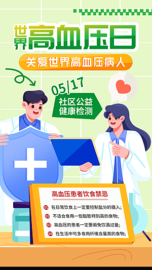 世界高血压日心脏健康体检科普海报