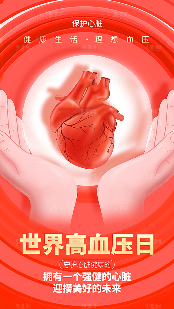 世界高血压日心脏健康体检科普海报