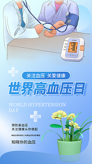 世界高血压日心脏健康体检科普海报