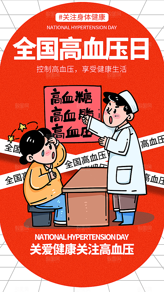 世界高血压日心脏健康体检科普海报