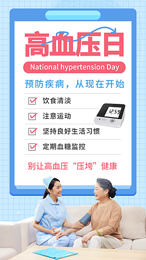 世界高血压日心脏健康体检科普海报