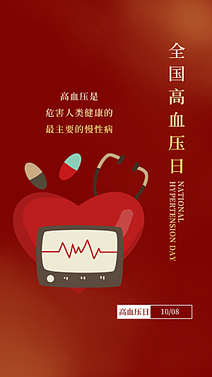 世界高血压日心脏健康体检科普海报