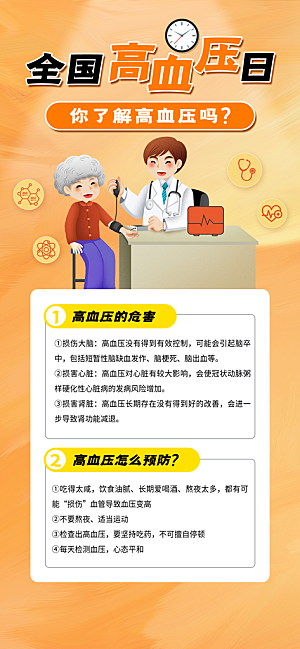 世界高血压日心脏健康体检科普海报