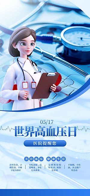 世界高血压日心脏健康体检科普海报