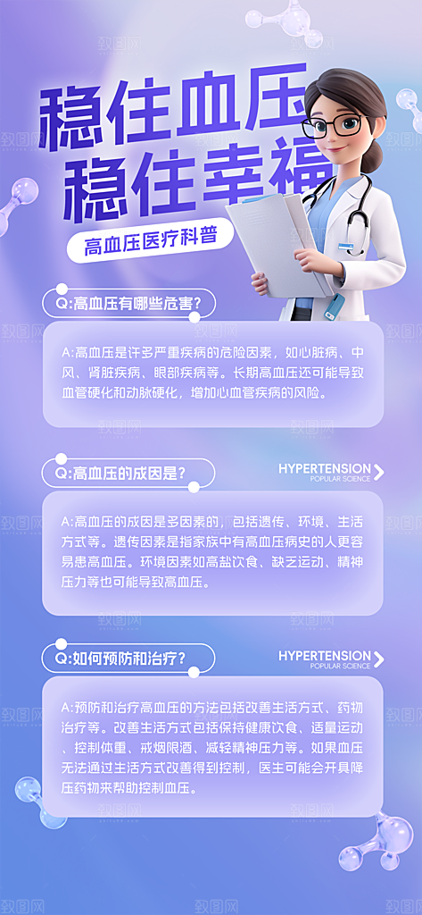 世界高血压日心脏健康体检科普海报