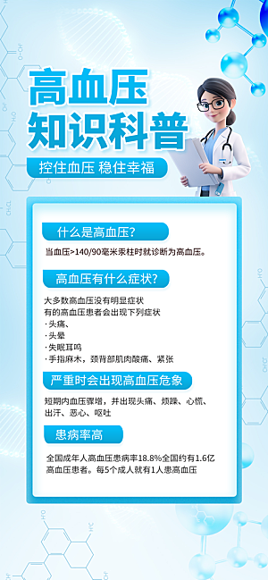 世界高血压日心脏健康体检科普海报