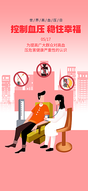世界高血压日心脏健康体检科普海报