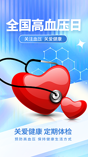 世界高血压日心脏健康体检科普海报