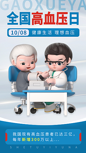 世界高血压日心脏健康体检科普海报