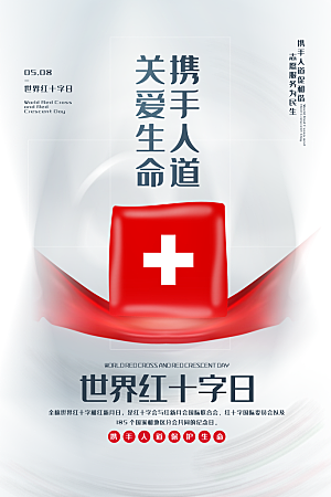 世界红十字日爱心医疗公益志愿者服务海报
