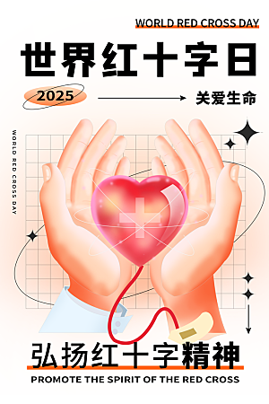 世界红十字日爱心医疗公益志愿者服务海报