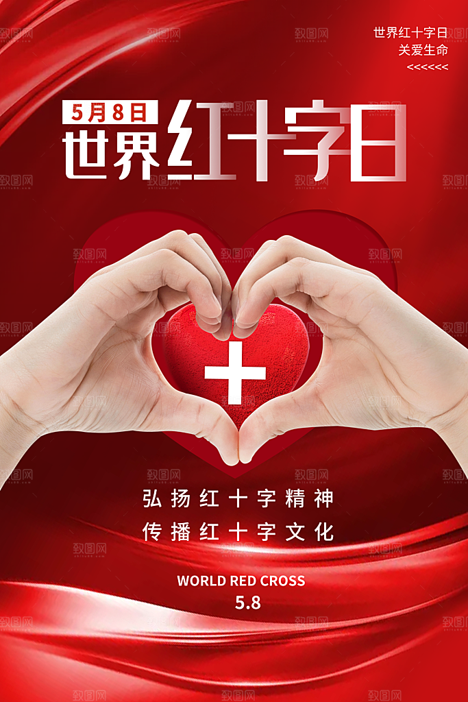 世界红十字日爱心医疗公益志愿者服务海报