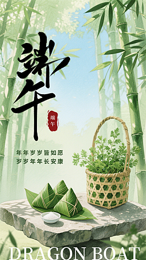 绿色简约端午节宣传海报
