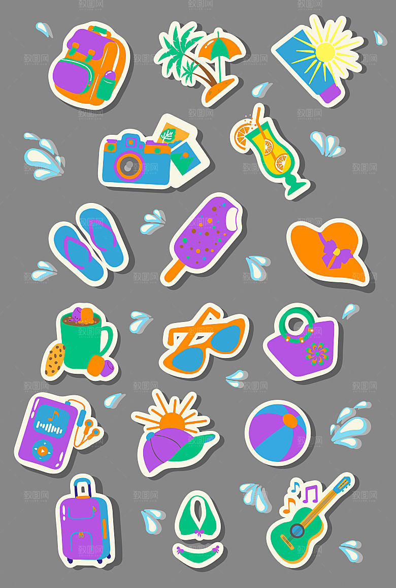 趣味插画贴纸icon