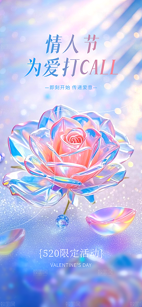 简约大气520情人节宣传海报