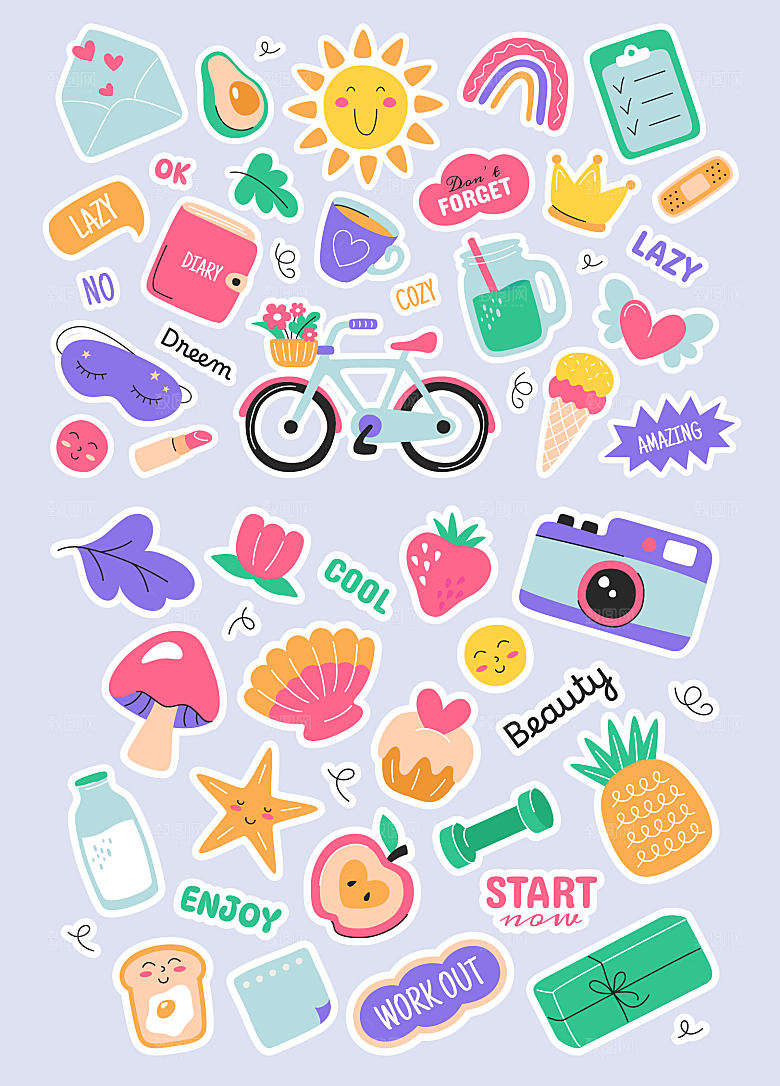 可爱贴纸插画元素