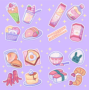 食品可爱 插画贴纸