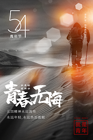 简约大气54青年节海报模版