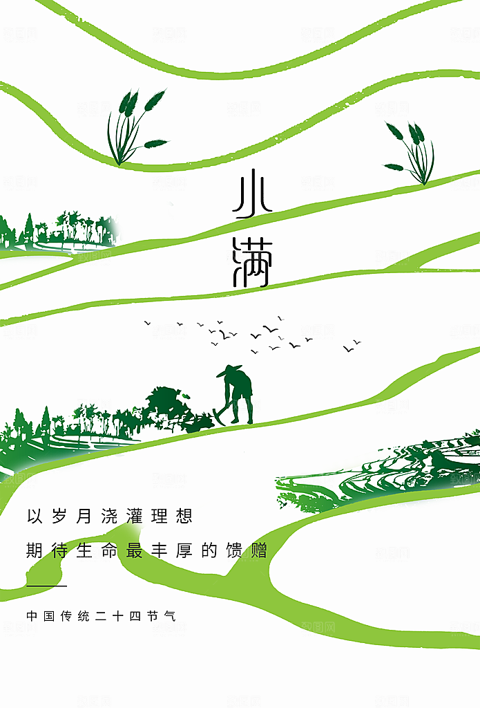 小满节气传统海报