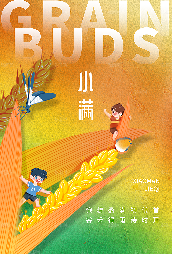 小满节气传统海报