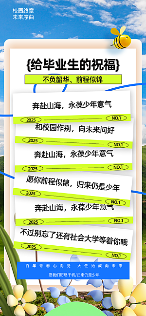 毕业季校园致青春不散场毕业旅行祝福海报