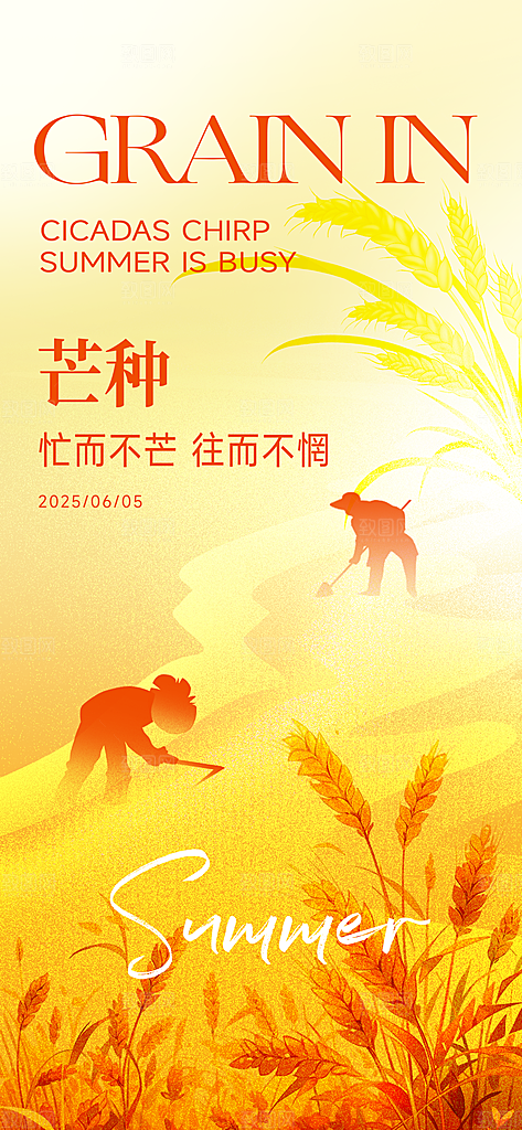 芒种时节夏季六月你好夏日24节气海报