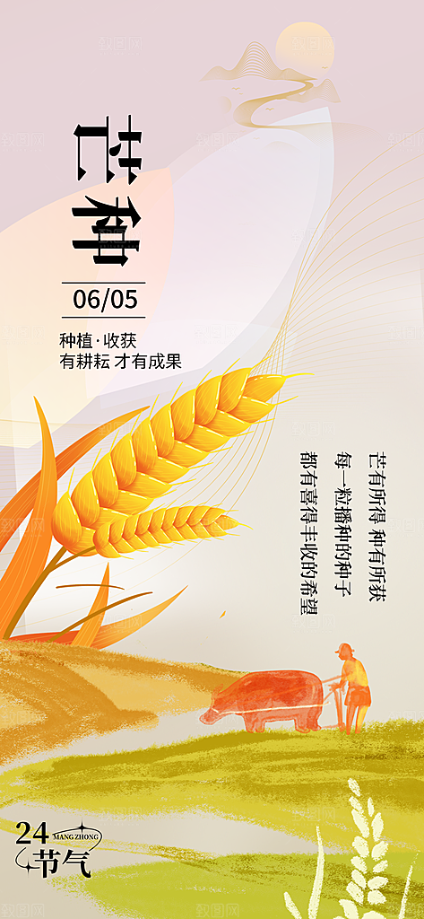 芒种时节夏季六月你好夏日24节气海报