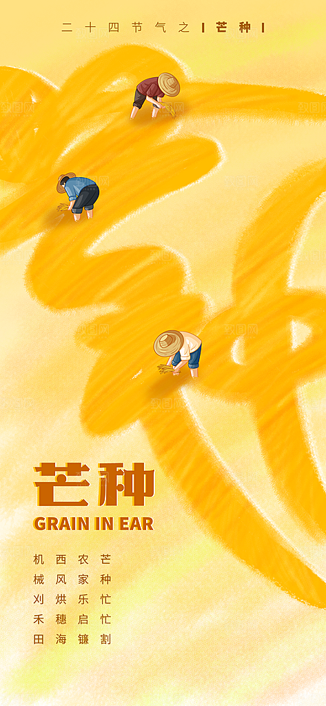 芒种时节夏季六月你好夏日24节气海报