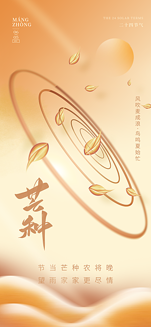 芒种时节夏季六月你好夏日24节气海报