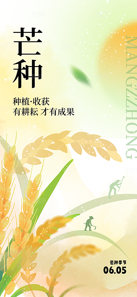芒种时节夏季六月你好夏日24节气海报