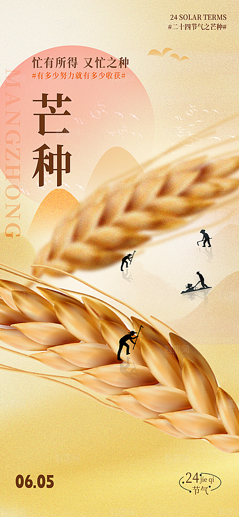 芒种时节夏季六月你好夏日24节气海报