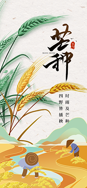 芒种时节夏季六月你好夏日24节气海报