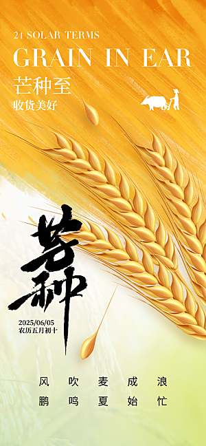 芒种时节夏季六月你好夏日24节气海报
