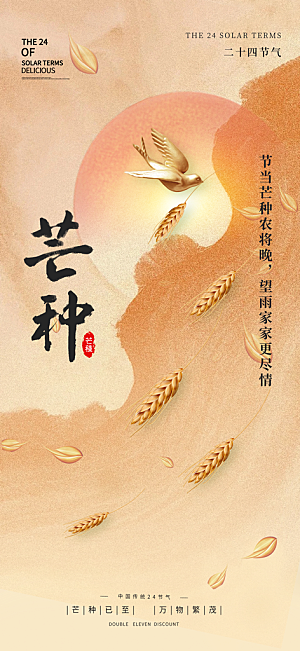 芒种时节夏季六月你好夏日24节气海报