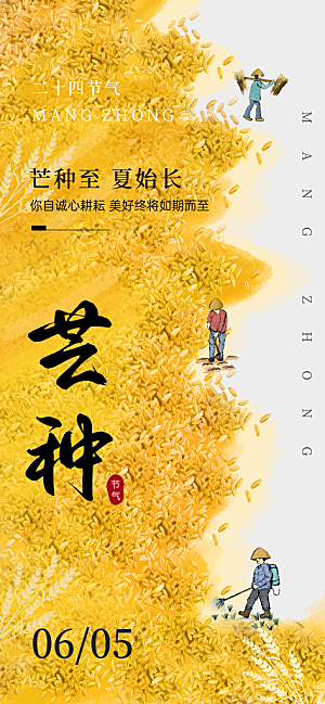 芒种时节夏季六月你好夏日24节气海报