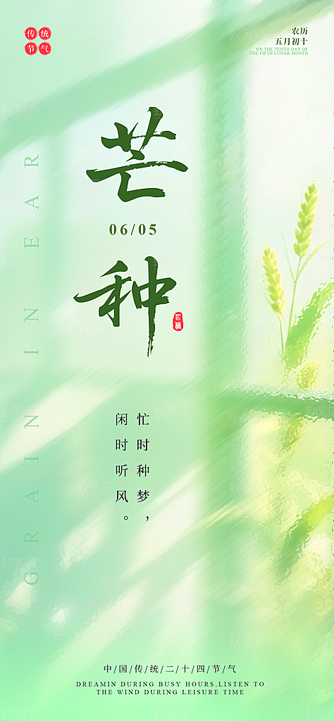 芒种时节夏季六月你好夏日24节气海报