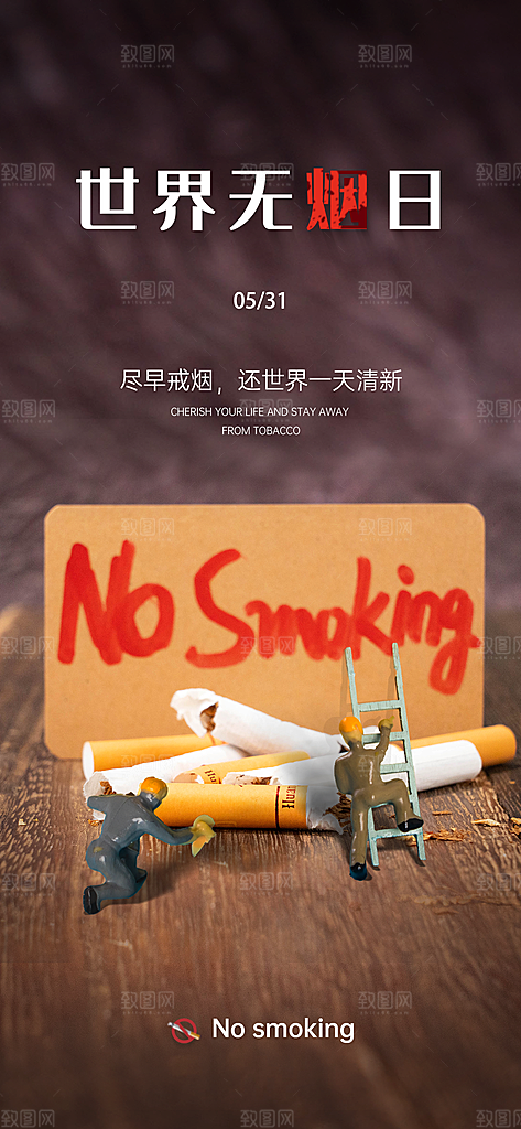 世界无烟日禁止吸烟拒绝二手烟健康海报