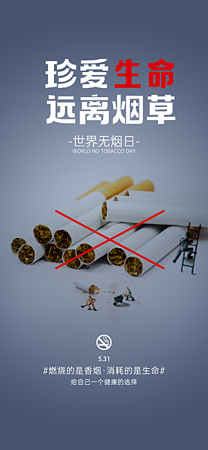 世界无烟日禁止吸烟拒绝二手烟健康海报