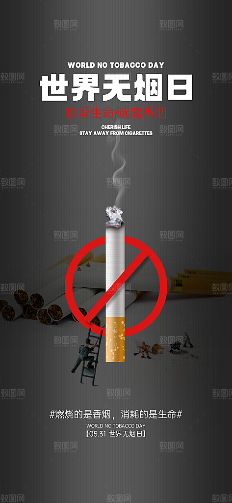 世界无烟日禁止吸烟拒绝二手烟健康海报