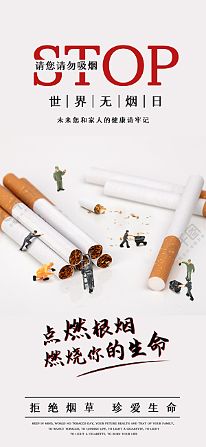 世界无烟日禁止吸烟拒绝二手烟健康海报