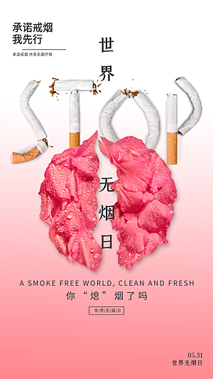 世界无烟日禁止吸烟拒绝二手烟健康海报