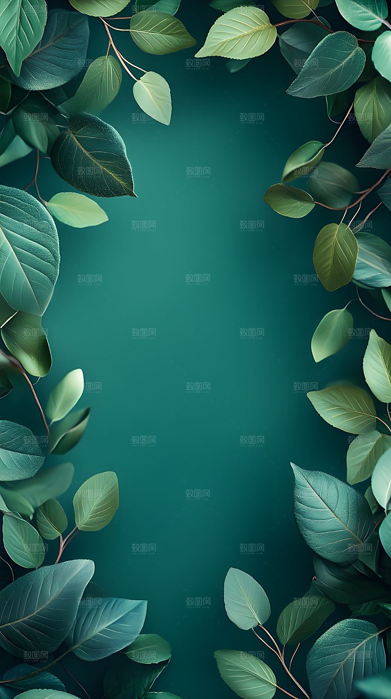 绿色树叶边框背景