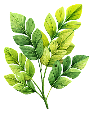 绿叶植物插图元素