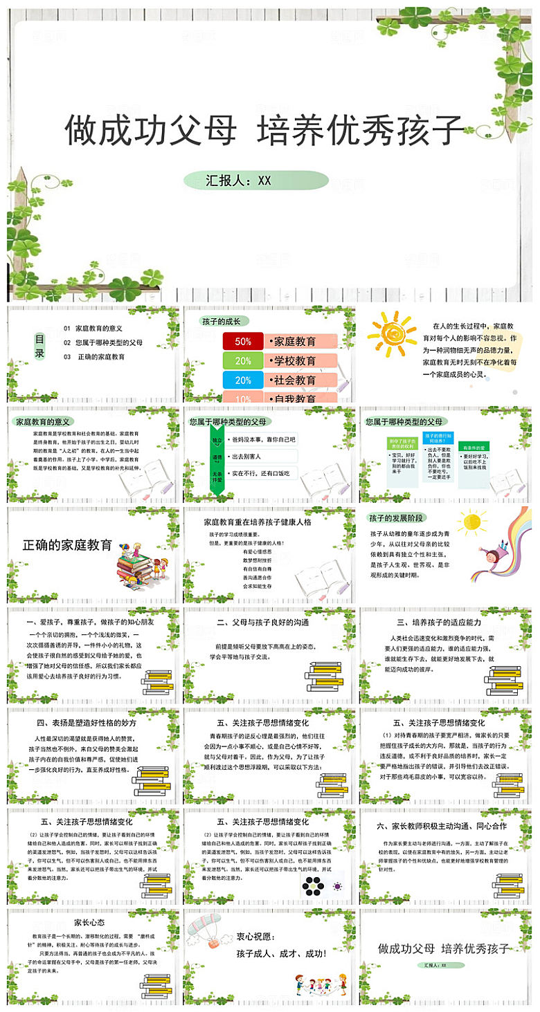 家庭教育中小学亲子沟通培训班会交流课件