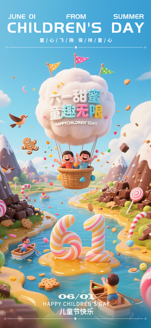 简约大气61儿童节节日宣传海报
