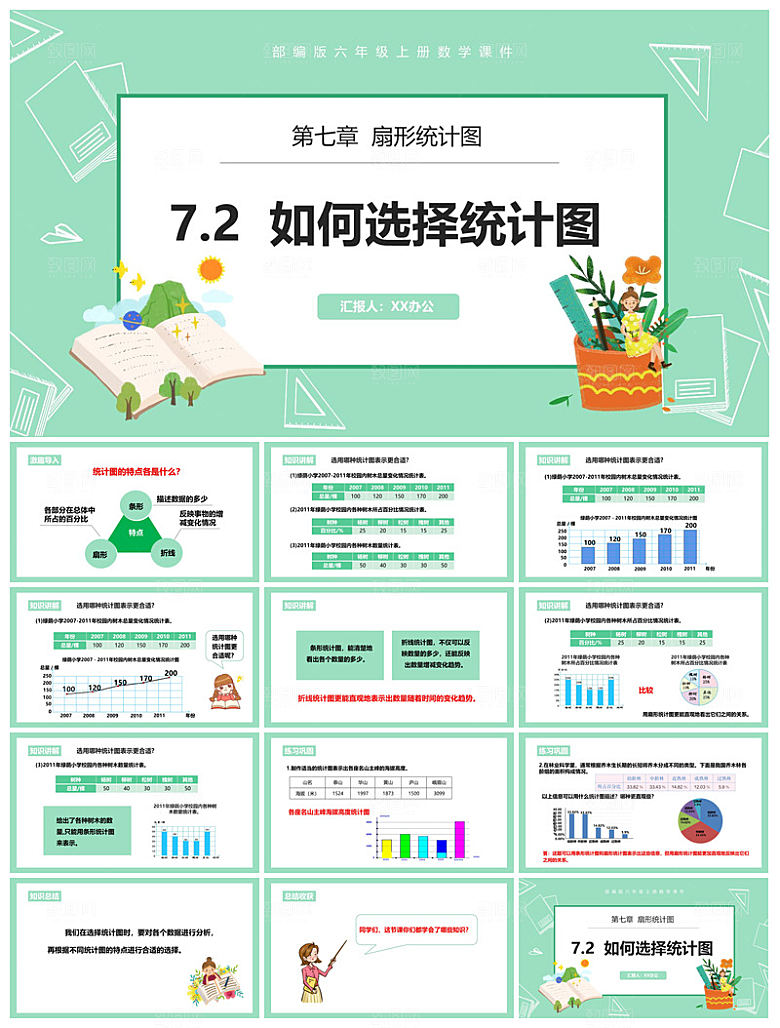 卡通可爱通用中小学生数学教师说课教学课件