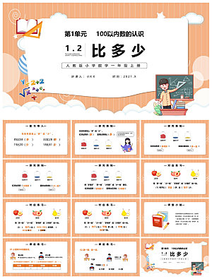 卡通可爱通用中小学生数学教师说课教学课件