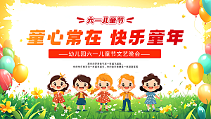 六一儿童节舞台背景展板