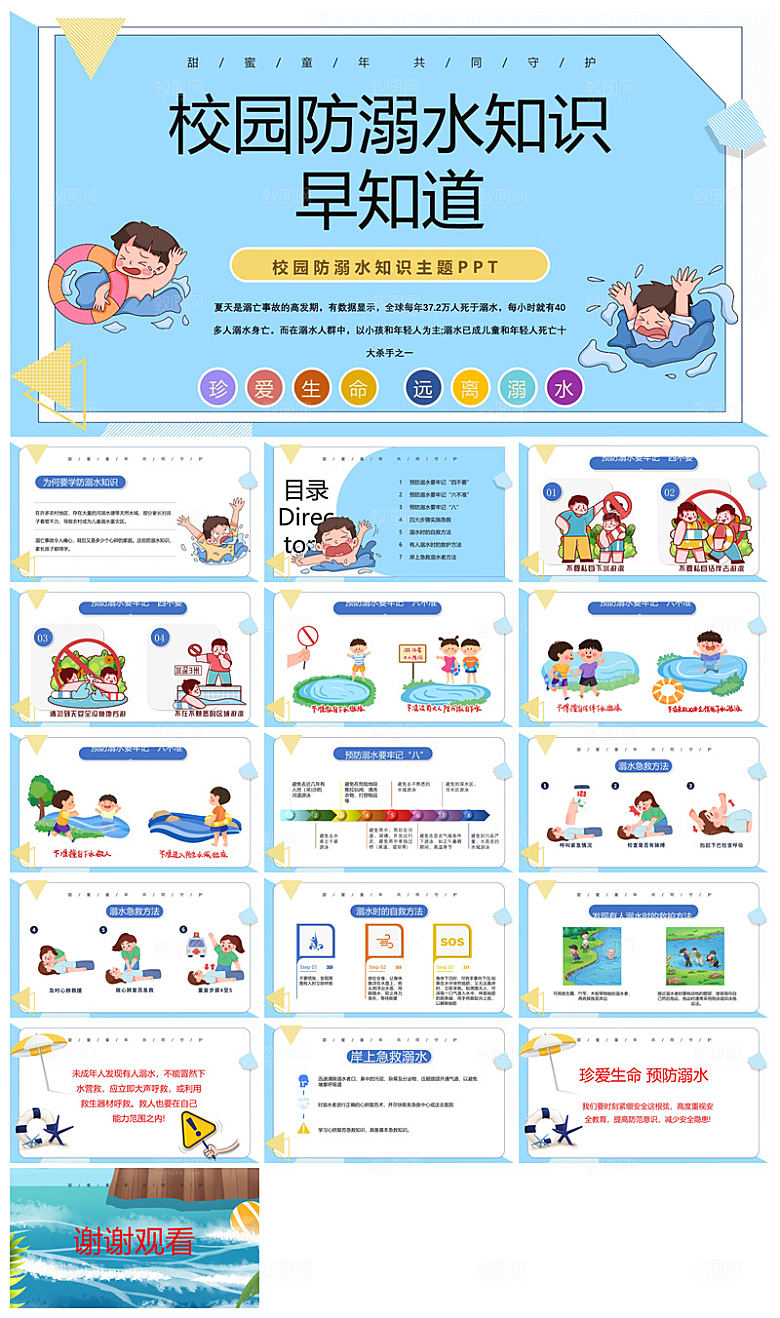 预防溺水夏季学生暑假安全教育主题班会课件